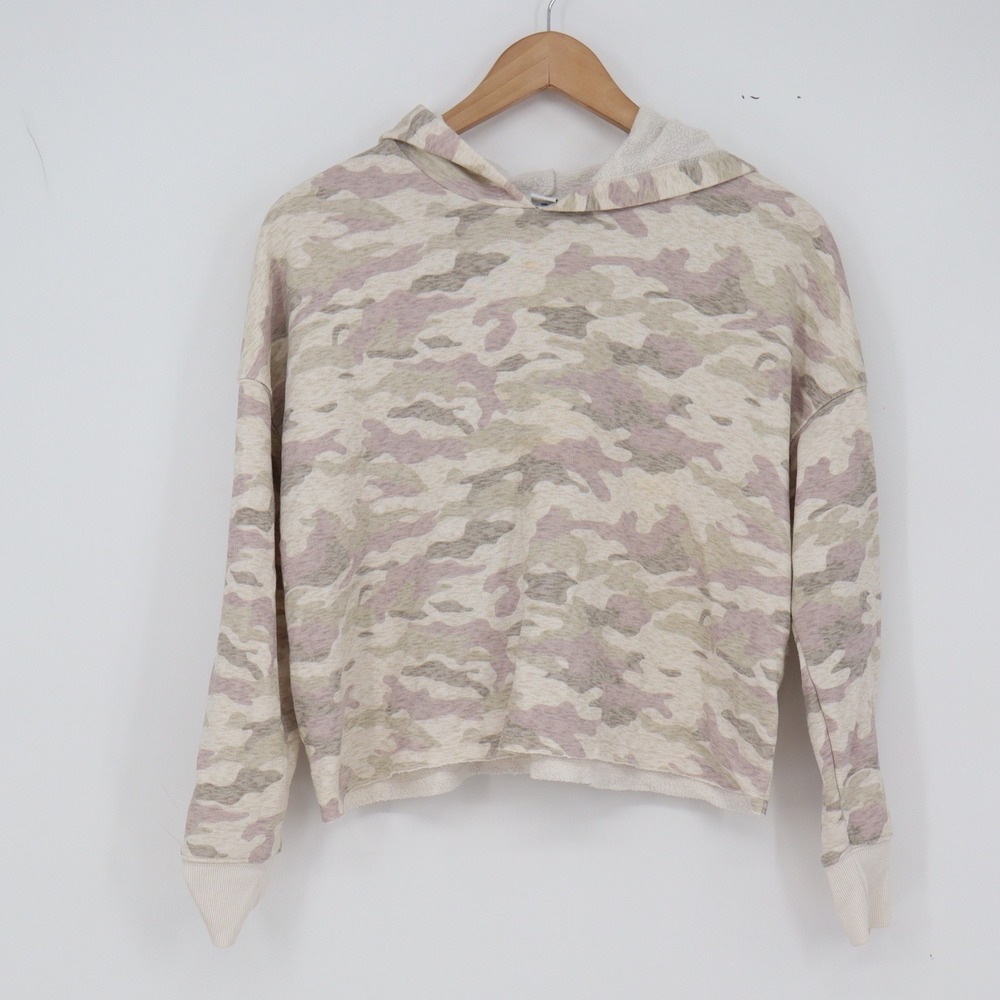 Old Navy Hoodie Girls XL 14-16 Camouflage Pink Tan Raw Hem Excellent